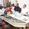 Pejabat (Pj) Wali Kota Ambon, Dominggus Kaya, rapat bersama pimpinan OPD dan stakeholder terkait kebencanaan di Balai Kota