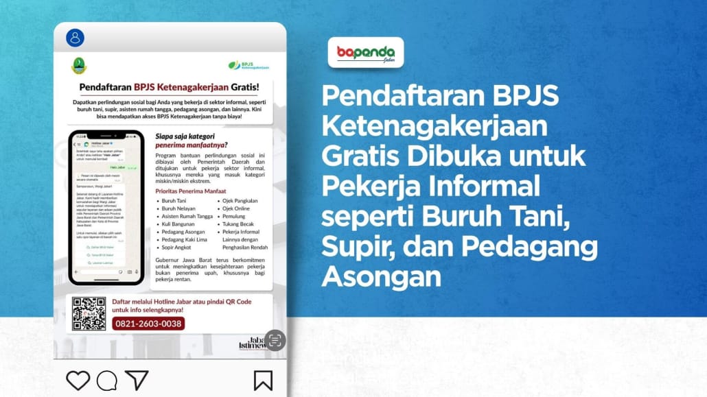 Link pendaftaran BPJS Ketenagakerjaan Sektor Informal Gratis.